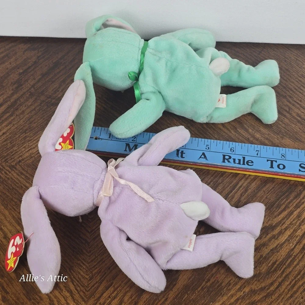 TY Beanie Baby Rabbit Bunny Vintage Stuffed Animal Plush Easter Purple Rainbow
